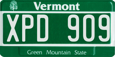 VT license plate XPD909
