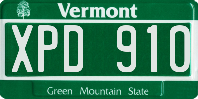 VT license plate XPD910