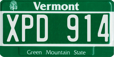 VT license plate XPD914
