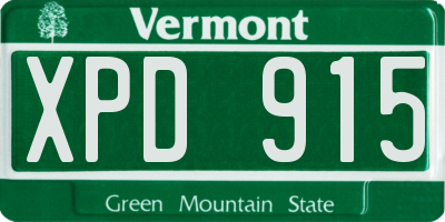 VT license plate XPD915