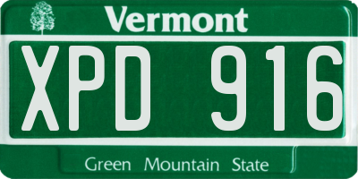 VT license plate XPD916