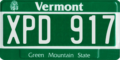 VT license plate XPD917