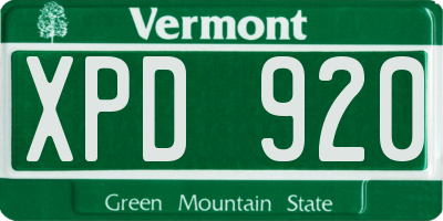 VT license plate XPD920
