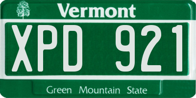 VT license plate XPD921