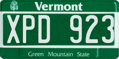 VT license plate XPD923