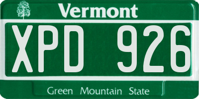 VT license plate XPD926