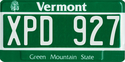 VT license plate XPD927