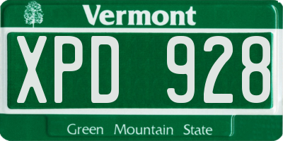 VT license plate XPD928