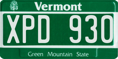 VT license plate XPD930