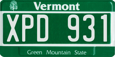 VT license plate XPD931