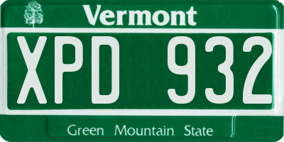 VT license plate XPD932