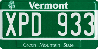 VT license plate XPD933