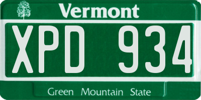 VT license plate XPD934