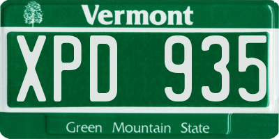 VT license plate XPD935