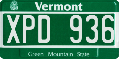 VT license plate XPD936