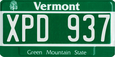 VT license plate XPD937