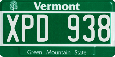 VT license plate XPD938