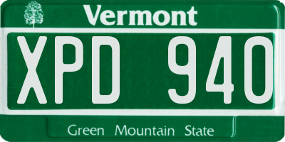 VT license plate XPD940