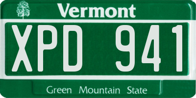 VT license plate XPD941