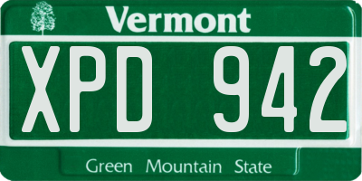 VT license plate XPD942
