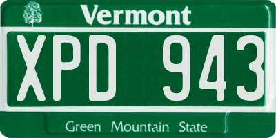 VT license plate XPD943