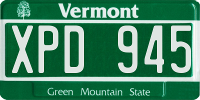 VT license plate XPD945