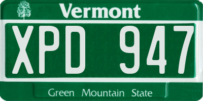 VT license plate XPD947