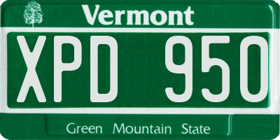 VT license plate XPD950