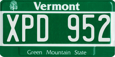 VT license plate XPD952