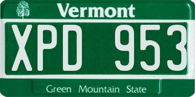 VT license plate XPD953