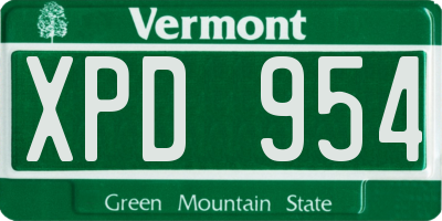 VT license plate XPD954