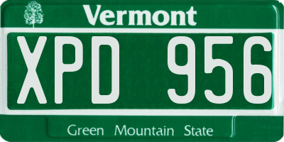 VT license plate XPD956