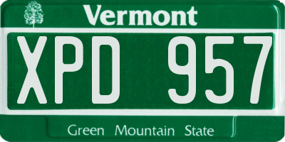 VT license plate XPD957
