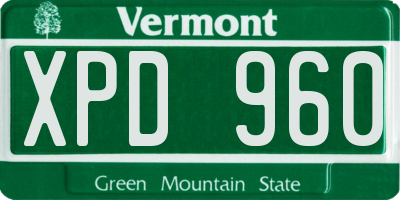 VT license plate XPD960