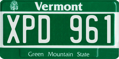 VT license plate XPD961