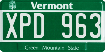 VT license plate XPD963