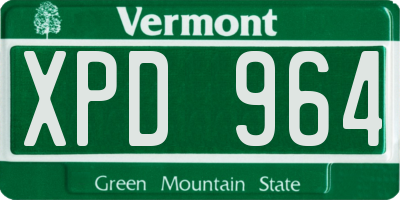 VT license plate XPD964