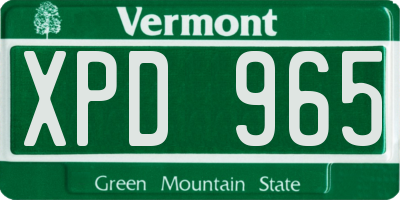 VT license plate XPD965
