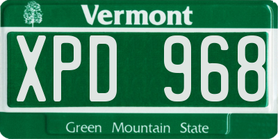 VT license plate XPD968