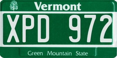 VT license plate XPD972