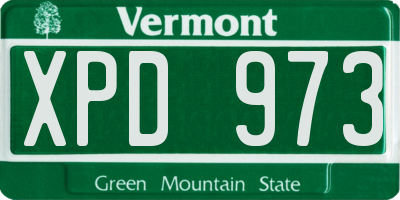 VT license plate XPD973