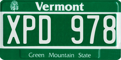 VT license plate XPD978