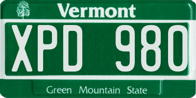 VT license plate XPD980