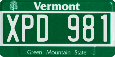 VT license plate XPD981