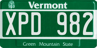 VT license plate XPD982