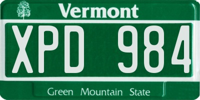 VT license plate XPD984