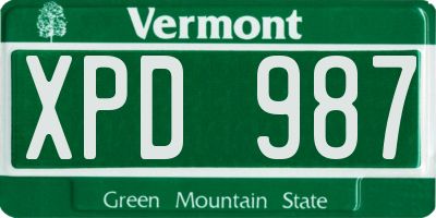 VT license plate XPD987