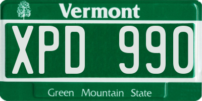 VT license plate XPD990