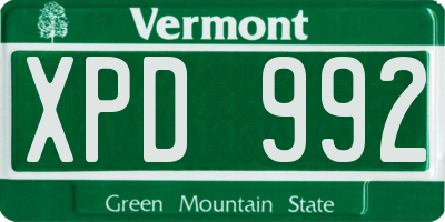 VT license plate XPD992