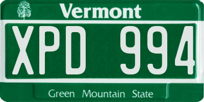 VT license plate XPD994